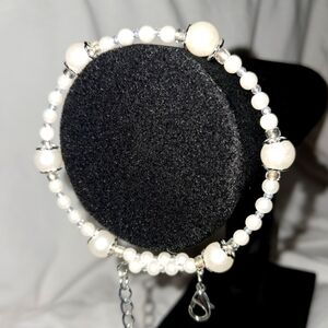 Handmade Elegant Silver Faux Pearl Bracelet